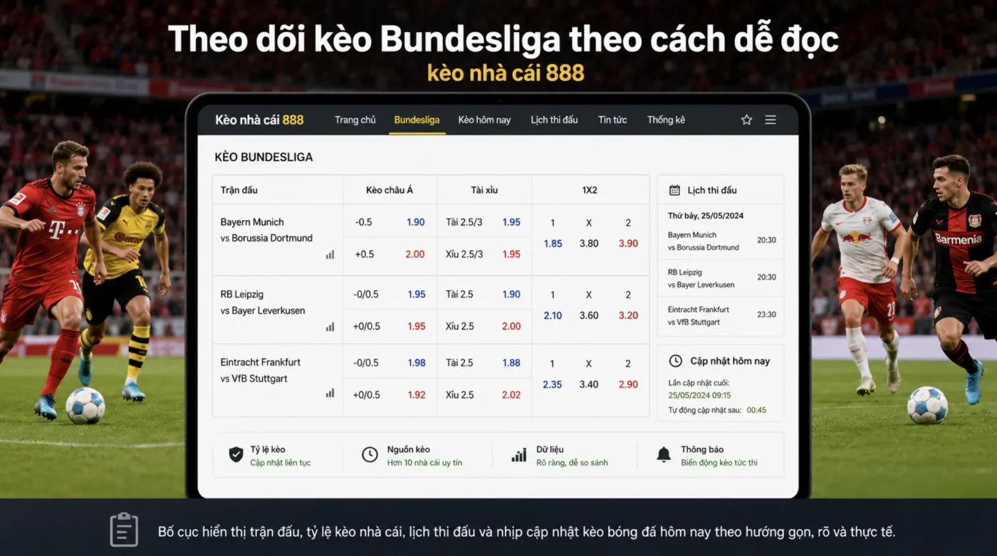 Giao diện theo dõi tỷ lệ kèo La Liga rõ ràng trên kèo nhà cái 888