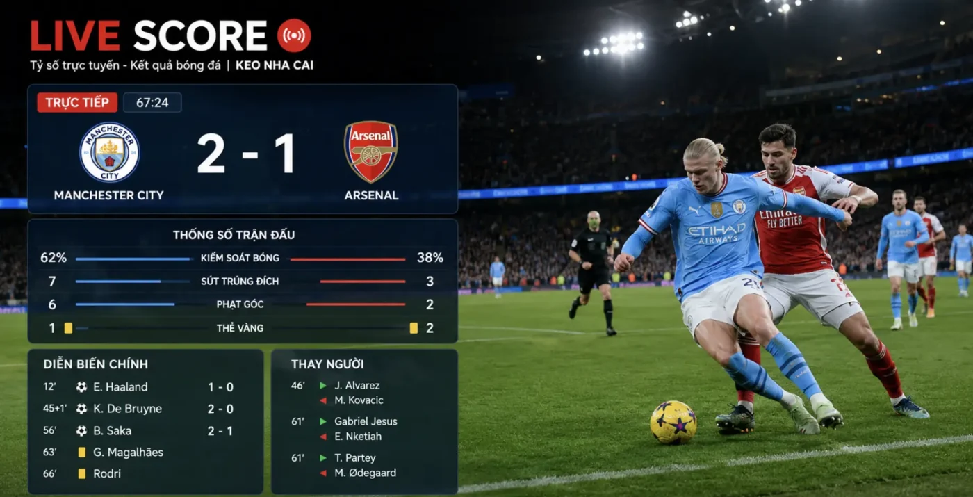 Giao diện Live Score keo nha cai cập nhật theo thời gian thực
